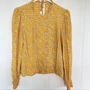 Zara Yellow Flower print long sleeve Blouse